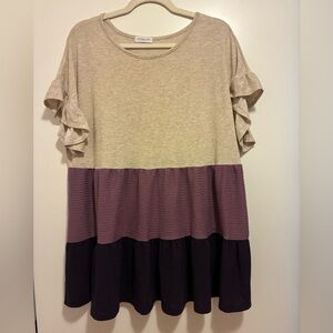 Chic Soul Colorblock Ruffle Sleeve Tiered Top